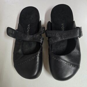 Vionic Allegra Black Leather Mary Jane Slip On Comfort‎ Shoes Women Size 8